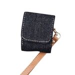 Per AirPods 1/2 Borsa protettiva per cuffie in PU con trama in tessuto da cowboy (nero)