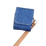 Per AirPods 1/2 Borsa protettiva per cuffie in PU con trama in tessuto da cowboy (blu)