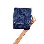Per AirPods 1/2 Borsa protettiva per cuffie in PU con trama in tessuto da cowboy (blu scuro)