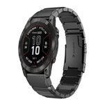 Per Garmin Fenix ​​7X Pro 51mm cinturino in acciaio inossidabile tartarugato 26mm (nero)