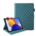 Per Xiaomi Redmi Pad SE 8.7 Custodia in pelle con motivo a reticolo romboidale per tablet (verde scuro)
