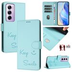 Per OPPO Reno12 Pro Global Smile Embossing RFID Custodia in pelle per telefono (verde menta)