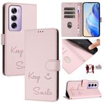 Per OPPO Reno12 Pro Global Smile Embossing RFID Custodia in pelle per telefono (rosa)