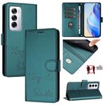 Per OPPO Reno12 Global Smile Embossing RFID Custodia in pelle per telefono (verde pavone)