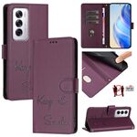Per OPPO Reno12 Global Smile Embossing RFID Custodia in pelle per telefono (viola)