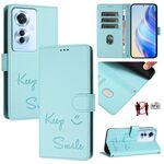Per OPPO Reno11 F 5G Global Smile Embossing RFID Custodia in pelle per telefono (verde menta)