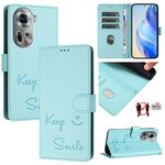 Per OPPO Reno11 5G Global Smile Embossing RFID Custodia in pelle per telefono (verde menta)