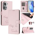 Per OPPO Reno11 5G Global Smile Embossing RFID Custodia in pelle per telefono (rosa)