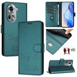 Per OPPO Reno11 5G Global Smile Embossing RFID Custodia in pelle per telefono (verde pavone)
