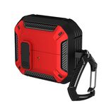 Per Samsung Galaxy Buds 3 / 3 Pro Custodia protettiva per auricolari bicolore con interruttore e gancio (nero rosso)