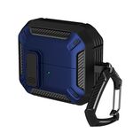 Per Samsung Galaxy Buds 3 / 3 Pro Custodia protettiva per auricolari bicolore con interruttore e gancio (nero blu)