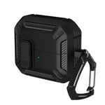 Per Samsung Galaxy Buds 3 / 3 Pro Custodia protettiva per auricolari bicolore con interruttore e gancio (nero)