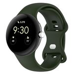 Per Google Pixel Watch 3 45mm cinturino in silicone con fibbia a farfalla tinta unita, taglia: S (verde scuro)