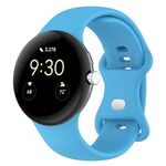Per Google Pixel Watch 3 45mm cinturino in silicone con fibbia a farfalla tinta unita, taglia: S (azzurro cielo)