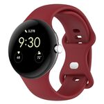 Per Google Pixel Watch 3 45mm cinturino in silicone con fibbia a farfalla tinta unita, taglia: S (rosso)