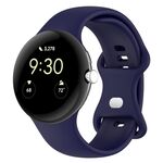 Per Google Pixel Watch 3 45mm Cinturino in silicone con fibbia a farfalla tinta unita, taglia: S (blu scuro)