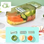 Tritatutto da cucina per frutta e verdura con protezione per le mani, per affettare patate e cetrioli, stile: set da 3 lame + cestello scolapasta