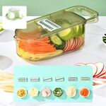 Tritatutto da cucina per frutta e verdura con protezione per le mani, per patate, cetrioli, affettatrice, stile: set da 6 lame + cestello scolapasta