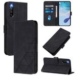Per Sony Xperia 10 IV Custodia a tracolla in pelle con stampa 3D (nera)