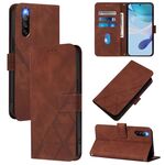 Per Sony Xperia 10 IV Custodia a tracolla in pelle con stampa 3D (marrone)