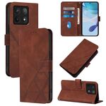 Per Xiaomi 14T Crossbody 3D Embossed Flip Custodia per telefono in pelle (marrone)