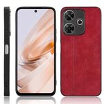 Per Redmi 13 4G / Redmi Note 13R 5G Custodia per telefono con motivo a mucca e cuciture (rosso)