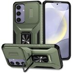 Per Samsung Galaxy S24 FE 5G Custodia per telefono con supporto scorrevole Camshield (verde alpino)