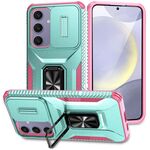 Per Samsung Galaxy S24 FE 5G Custodia per telefono con supporto scorrevole Camshield (grigio verde + rosa)