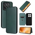 Per Xiaomi 14T Pro Custodia per telefono in pelle con texture in fibra di carbonio (verde)