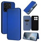 Per Xiaomi 14T Custodia per telefono in pelle con texture in fibra di carbonio (blu)