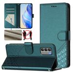 Per Nokia G400 Custodia per telefono in pelle con stampa a nido d'ape RFID (verde pavone)