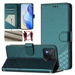 Per Asus ROG Phone 8 / 8 Pro Custodia in pelle con stampa a nido d'ape RFID (verde pavone)