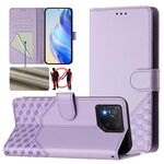 Per Asus ROG Phone 8 / 8 Pro Custodia in pelle con stampa a nido d'ape RFID (viola chiaro)