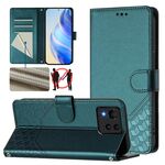 Per Asus Zenfone 11 Ultra Custodia in pelle con stampa a nido d'ape RFID (verde pavone)