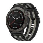Per Garmin Fenix ​​6X / 6X Pro Nylon Canvas Quick Release 26mm Cinturino per orologio (nero grigio)