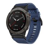 Per Garmin Fenix ​​6X / 6X Pro Nylon Canvas Quick Release 26mm Cinturino per orologio (blu)