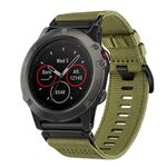 Per Garmin Fenix ​​5X / 5X Puls Nylon Canvas Quick Release Cinturino per orologio da 26 mm (verde militare)