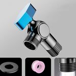 Valvola a sfera a 4 punti ad alto flusso in rame, acqua calda e fredda, scaldabagno a gas, valvola triangolare completamente aperta, colore: etichetta grigia blu, acqua fredda