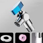 Valvola a sfera a 4 punti ad alto flusso in rame, scaldabagno a gas per acqua calda e fredda, valvola triangolare completamente aperta, colore: etichetta blu elettrolitica per acqua fredda
