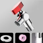 Valvola a sfera a 4 punti ad alto flusso in rame, scaldabagno a gas per acqua calda e fredda, valvola triangolare completamente aperta, colore: etichetta rossa elettrolitica per acqua calda