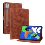 Per Lenovo Tab P12 12.7 2025 Custodia per tablet in pelle goffrata Lily (marrone)