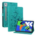 Per Lenovo Tab P12 12.7 2025 Custodia per tablet in pelle goffrata Lily (verde)