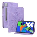 Per Lenovo Tab P12 12.7 2025 Custodia per tablet in pelle goffrata Lily (viola)