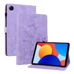 Per Xiaomi Redmi Pad SE 8.7 Custodia per tablet in pelle goffrata Lily (viola)