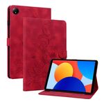 Per Xiaomi Redmi Pad SE 8.7 Custodia per tablet in pelle goffrata Lily (rosso)