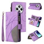 Per Redmi 14C 4G Global Dual-color 9 Card Slots Zipper Wallet Custodia per telefono in pelle (viola)