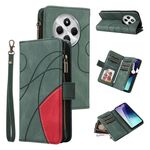 Per Redmi 14C 4G Global Dual-color 9 Card Slots Zipper Wallet Custodia per telefono in pelle (verde)