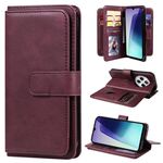 Per Redmi 14C 4G Global Multi-Function Wallet 10 Card Slots Custodia per telefono in pelle (Claret)