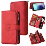 Per Redmi 14C 4G Global Skin Feel Multi Card Slots Zipper Wallet Custodia per telefono in pelle (rosso)