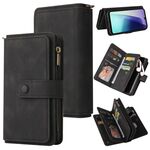 Per Redmi 14C 4G Global Skin Feel Multi Card Slots Zipper Wallet Custodia per telefono in pelle (nero)